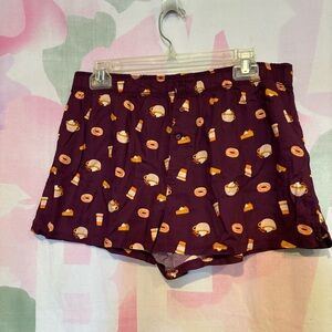 NEW Victoria’s Secret PINK Coffee Donuts Patterned Women's Sleep Shorts Medium M